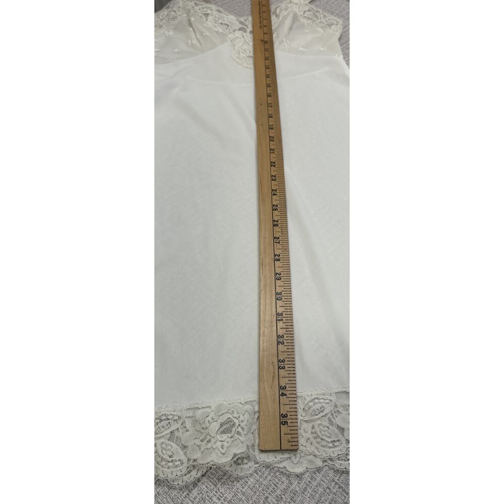 Vintage Val Mode All Nylon White Full Slip Lace Embroidered Cami Dress Size 32 - Picture 9 of 9
